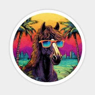 Retro Wave Canadian Horse Good Vibes Magnet